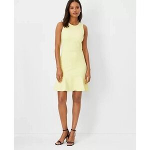 Ann Taylor Womens Flounce‎ Hem Sheath Dress Size 6 In Pale Citrine Yellow NWT